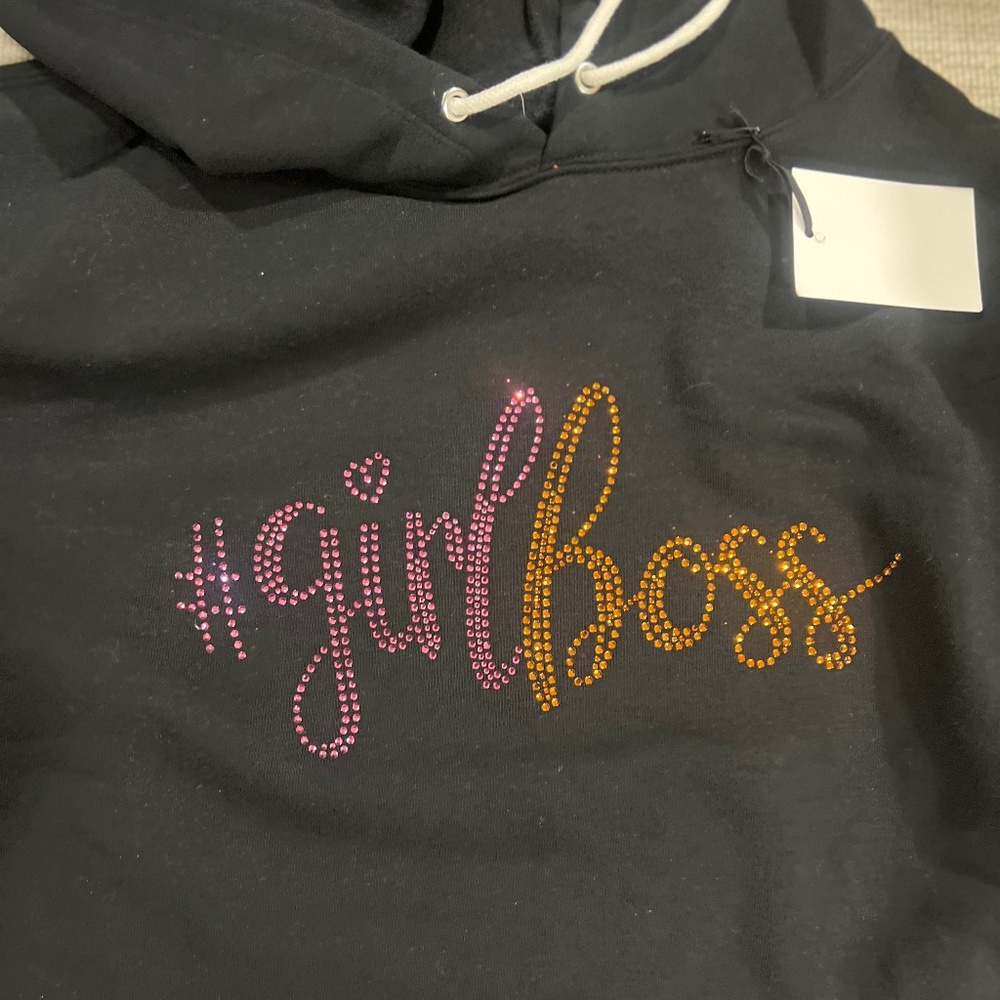 Girl Boss Bling Crop Hoodie